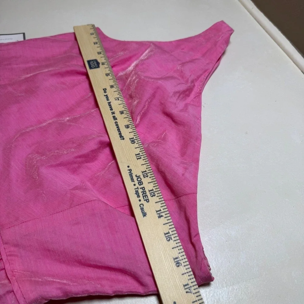 J. Crew Metallic Pink One Shoulder Dress Linen Blend Bubble Hem Size‎ 10